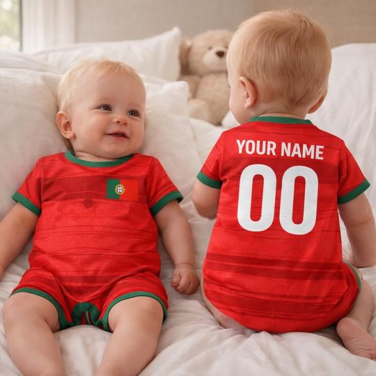 Portugal Soccer Baby Suit, Custom 2026 Fan Version, Personalized Name Number, Family Sport Apparel, Gift For Soccer Fan