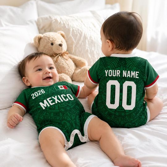 Custom Team World Soccer Baby Bodysuit, Football Jersey, Soccer Outfit, Kids Fan Gear