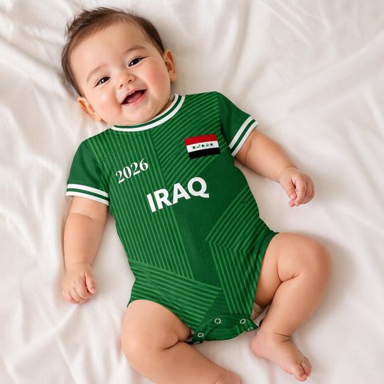 Custom Iraq 2026 World Soccer Baby Suit, Personalized Name Number Kid Jersey, Soccer Uniform Kit Youth Kids, Gift For Newborn