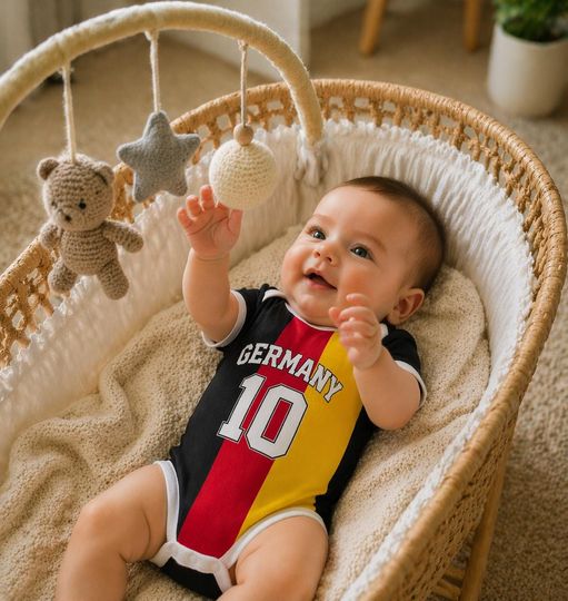 Germany Soccer Baby Bodysuit, Newborn Football Jersey Outfit, Unisex Infant Sports Apparel