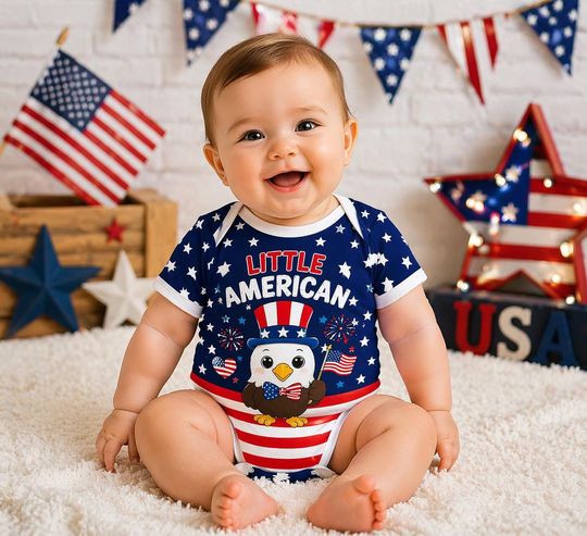 Little American Baby Bodysuit, Newborn Outfit, 4th Of July Outfit For Infant, America Proud