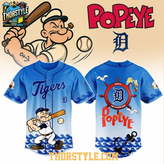 Detroit Tigers Popeye The Sailor Man Celebration Baseball Jersey