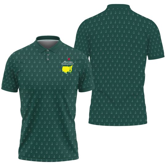 Masters Tournament Golf Polo Shirt Pattern Cup Dark Green Polo Shirt For Men