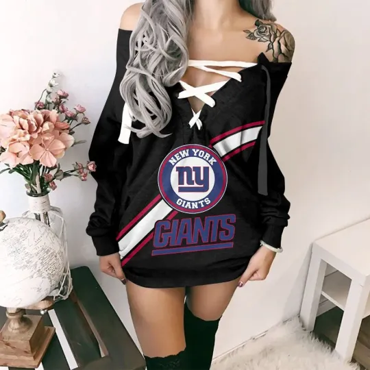 New York Giants Long Lace-Up Sweatshirt