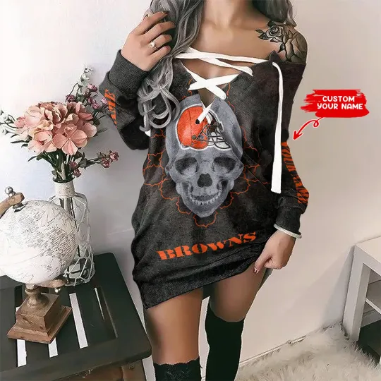 Cleveland Browns Personalized Lace-Up Sweatshirt