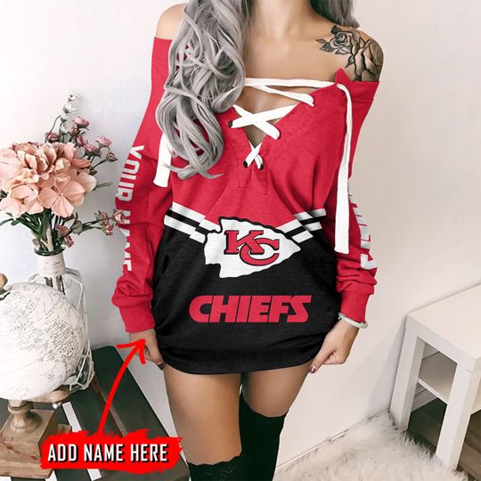 Kansas City Chiefs Personalized Long Lace-Up Sweatshirt