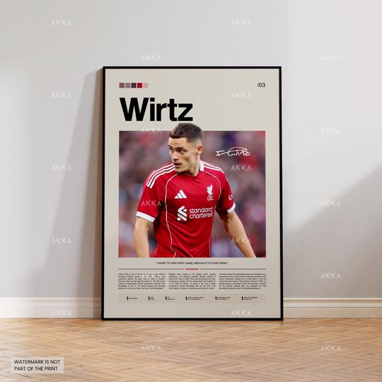 Florian Wirtz Poster, Liverpool FC Wall Art, Unframed Premier League Soccer Decor