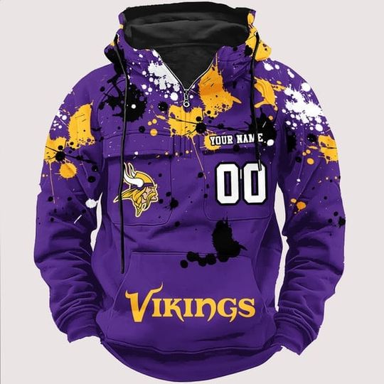 Custom Minnesota Team Vikings Cargo Hoodie