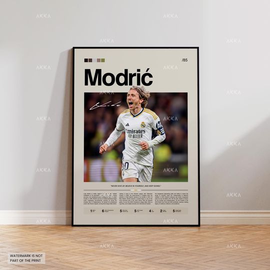 Luka Modri Real Madrid Poster, Football Midfielder Wall Art