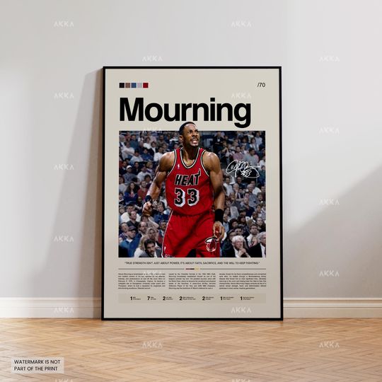Alonzo Mourning Poster, Miami Heat Wall Art, Unframed NBA Print Decor