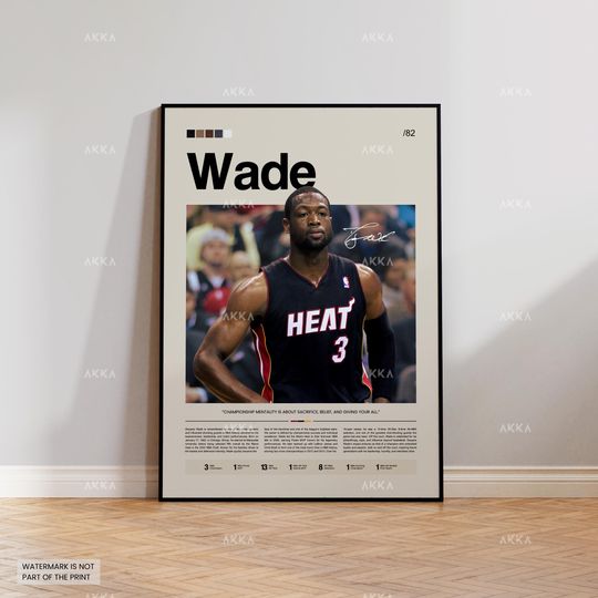 Dwyane Wade Poster, Miami Heat Wall Art, Unframed NBA Print Decor