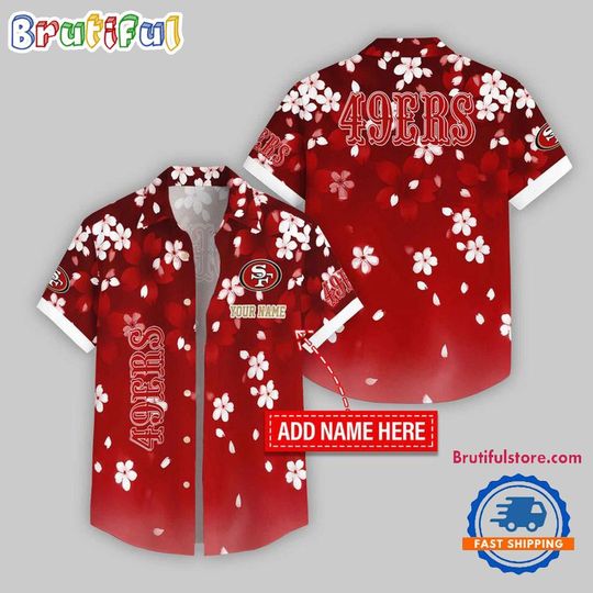 San Francisco 49ers Hawaiian Shirt with Five-Petaled Flower Pattern