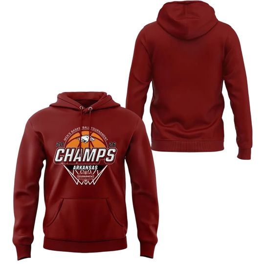 2026 SEC Tournament Champions Arkansas Razorbacks Men’s Basketball Hoodie
