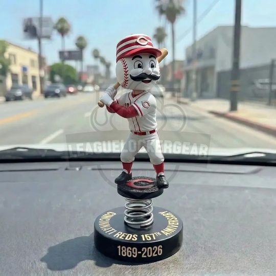 Cincinnati Reds 157th Anniversary 1869-2026 Car Dashboard Bobblehead