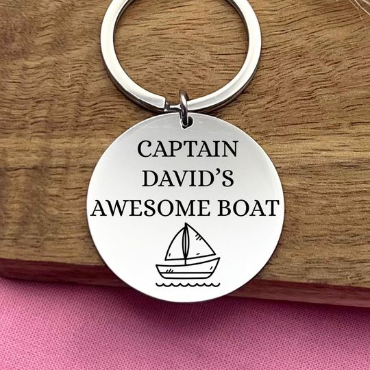 Captain Boat Stainless Steel Keychain  Gift for Boat Owners  Nautical Keepsake for Sea Lover