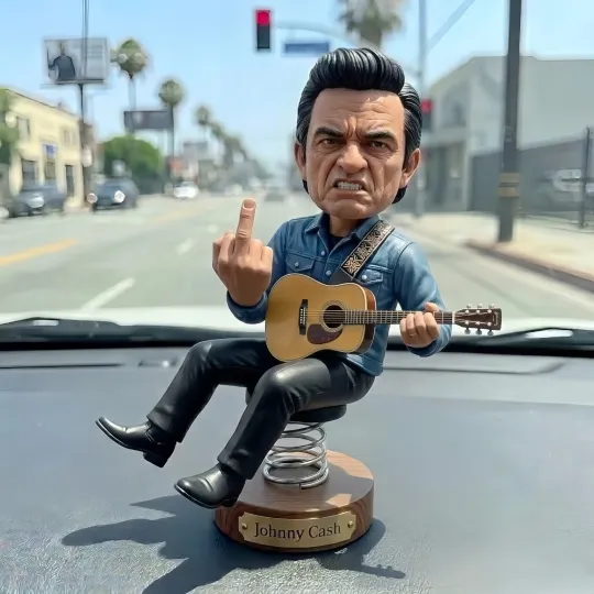 Johnny Cash Middle Finger Funny Bobblehead
