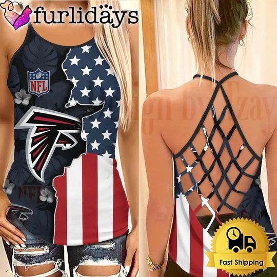 Atlanta Falcons American Flag Criss Cross Tank Top