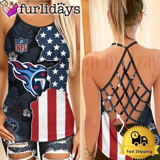 Tennessee Titans American Flag Criss Cross Back Tank Top