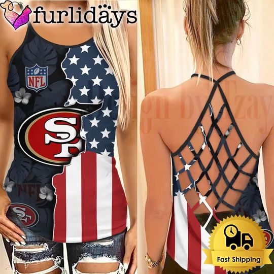 San Francisco 49ers Football Criss Cross Tank Top