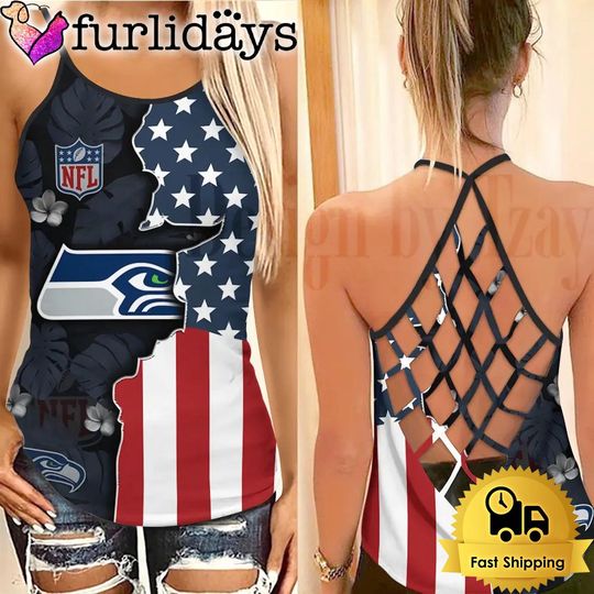 Seattle Seahawks Football Criss Cross Tank Top