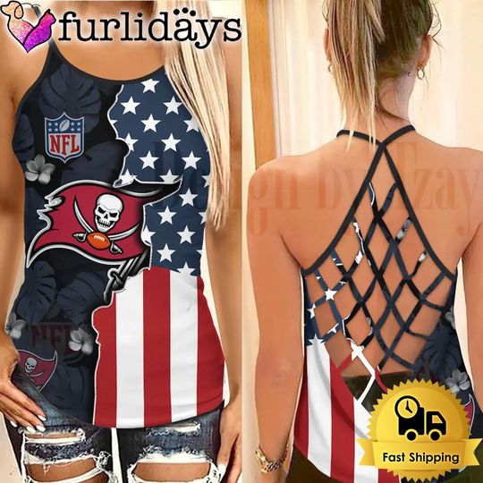 Tampa Bay Buccaneers American Flag Criss Cross Tank Top