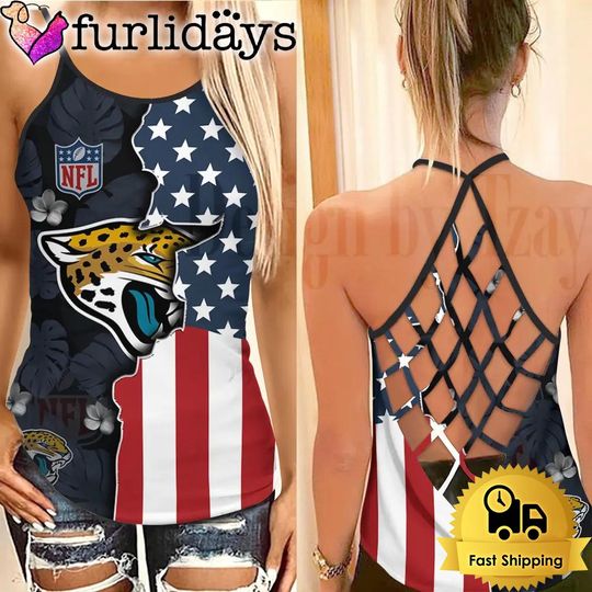 Jacksonville Jaguars American Flag Criss Cross Tank Top
