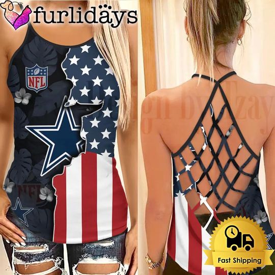 Dallas Cowboys American Flag Criss Cross Tank Top