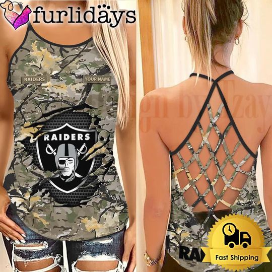 Las Vegas Raiders Women's Camo Criss Cross Tank Top