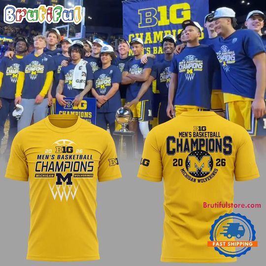 Michigan Wolverines Men’s Basketball 2026 Champions Yellow T Shirt
