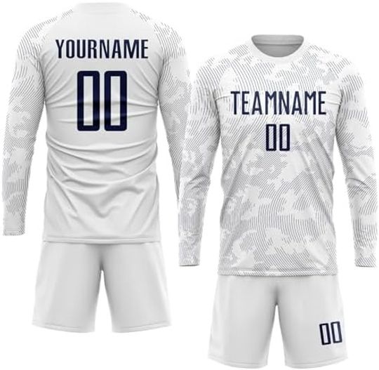 Custom Long Sleeve Soccer Jersey Men Women Youth Kids Personalized Soccer Shirts And Shorts Printed Name Number