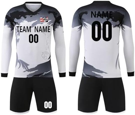 Long Sleeve Soccer Shirt Unisex Breathable Lightweight Long Sleeve Football Jersey For Adults Teens Kids