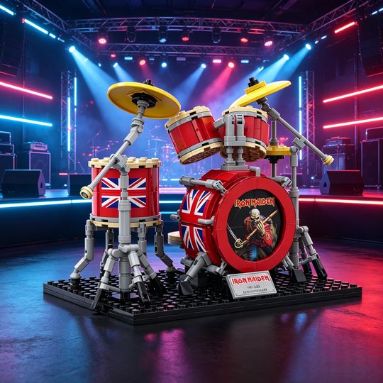 Miniature Drum Kit Building Brick Sets Decor for Music Lovers, DIY Gift for Drummers