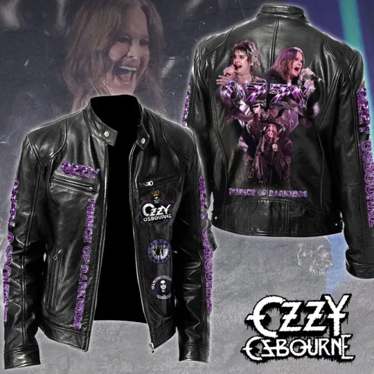 Ozzy Osbourne Prince of Darkness Moto Leather Jacket, Father's Day Gift