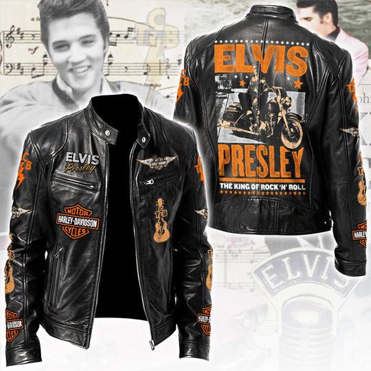 Elvis Presley The King of Rock ‘n’ Roll H davidson TCB Motorcycle Leather Jacket