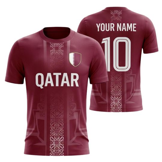 Custom Qatar Shirt Maroon Shirt, Personalized Name Number Fan Tee, Unisex Game Day Gift