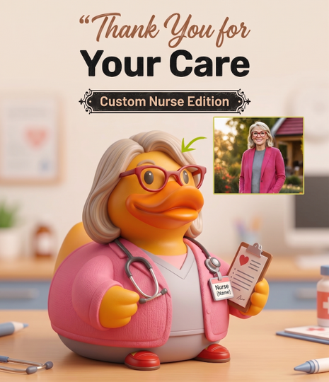Custom Photo & Name Rubber Duck For Nurse, Limited Edition Duck