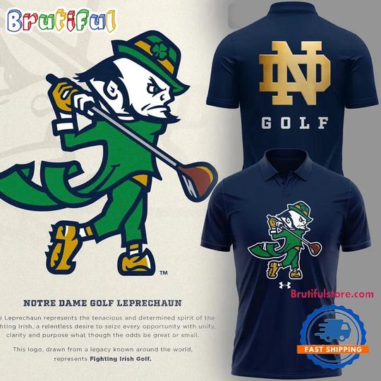 ND Fighting Irish Golf Polo Shirt Navy Performance Shirt