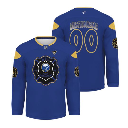 Custom Buffalo Sabres First Responders Night 2026 Blue Hockey Shirt Fan Gear