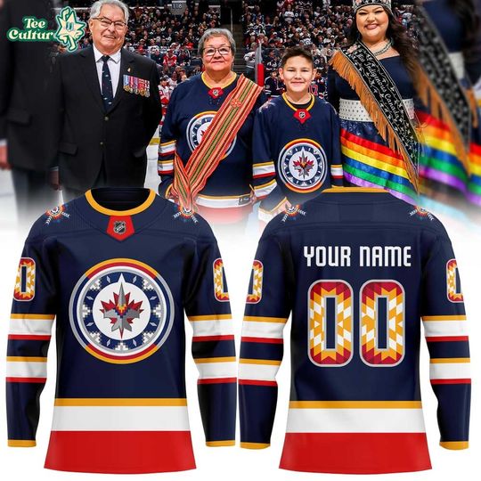 Winnipeg Jets Wasacnews Night 2026 Blue Men's Hockey Jersey Custom Name and Number