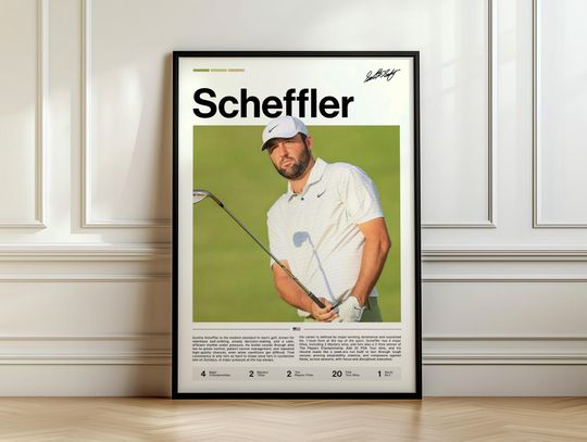 Scottie Scheffler Poster, Golf Art Print, Sports Wall Decor, Scheffler Golf Champion