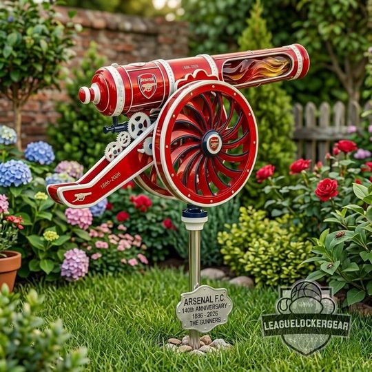 Arsenal FC 140th Anniversary The Gunners Cannon Metal Garden Wind Spinner