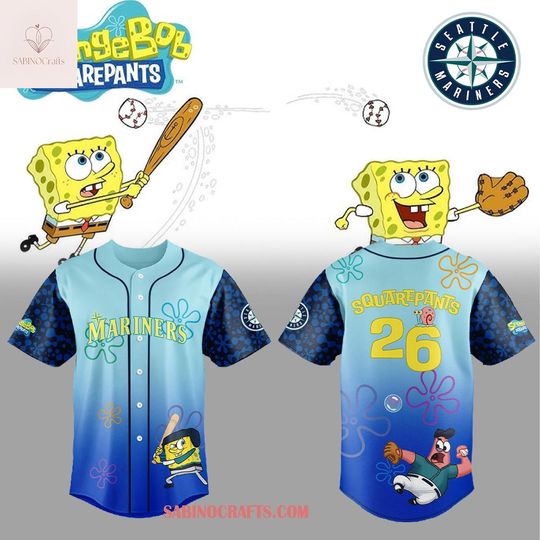 Seattle Mariners SpongeBob SquarePants Night 2026 Ocean Personalized Baseball Jersey