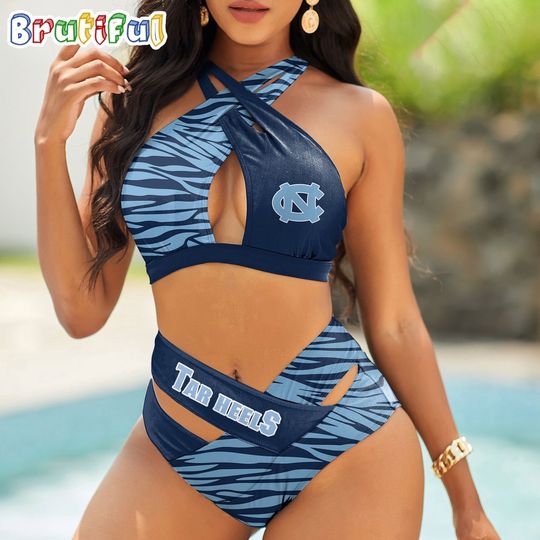 North Carolina Tar Heels Zebra Women Bikini Set Sporty Bikini Sets