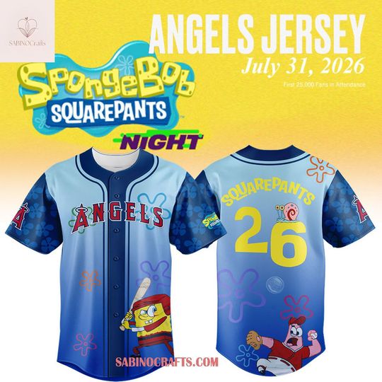 Los Angeles Team Angels Spongebob Squarepants Night 2026 Baseball Jersey