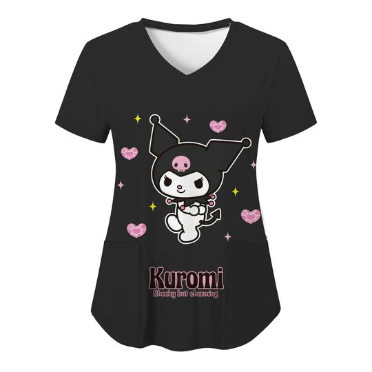 Sanrio Kuromi Scrubs Top, Nurse Casual Shirt