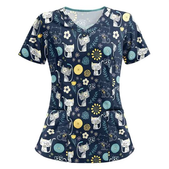 Clinical Uniform Scrubs Top, Nurse Casual Shirt