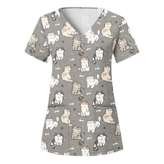 Kiities Scrubs Top, Nurse Casual Shirt