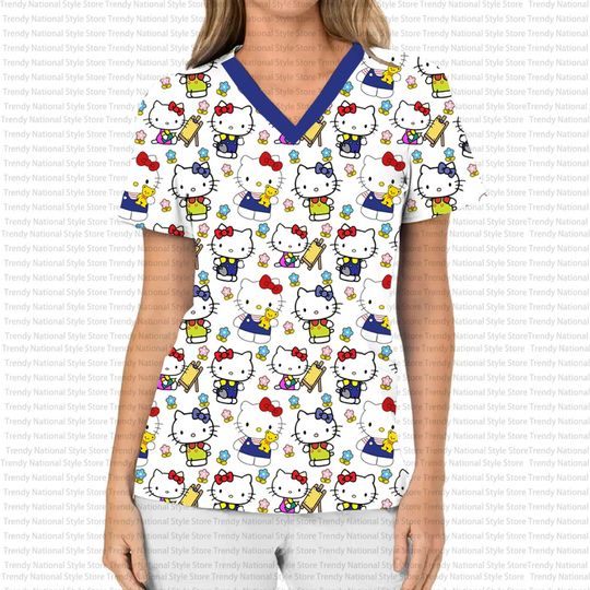 Hello Kitty Fashion Scrubs Top, Nurse Casual Shirt