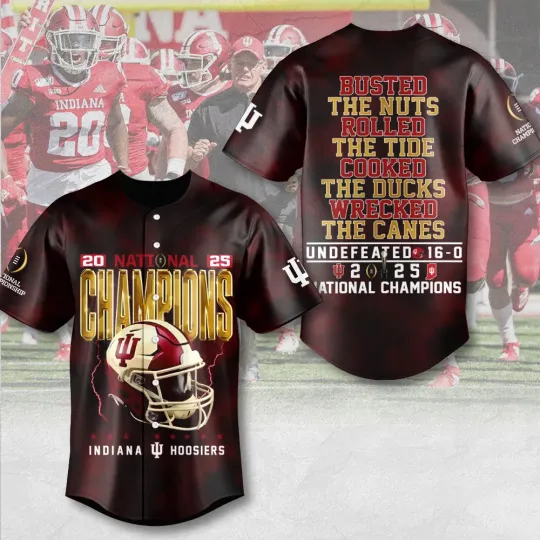 Indiana Hoosiers 2025 National Champions Undefeated Baseball Jersey