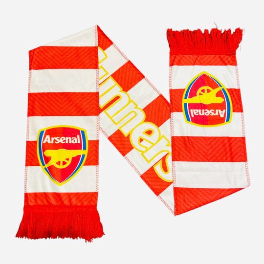 Arsenal FC Football Fan Scarf Red White Yellow Striped Gift